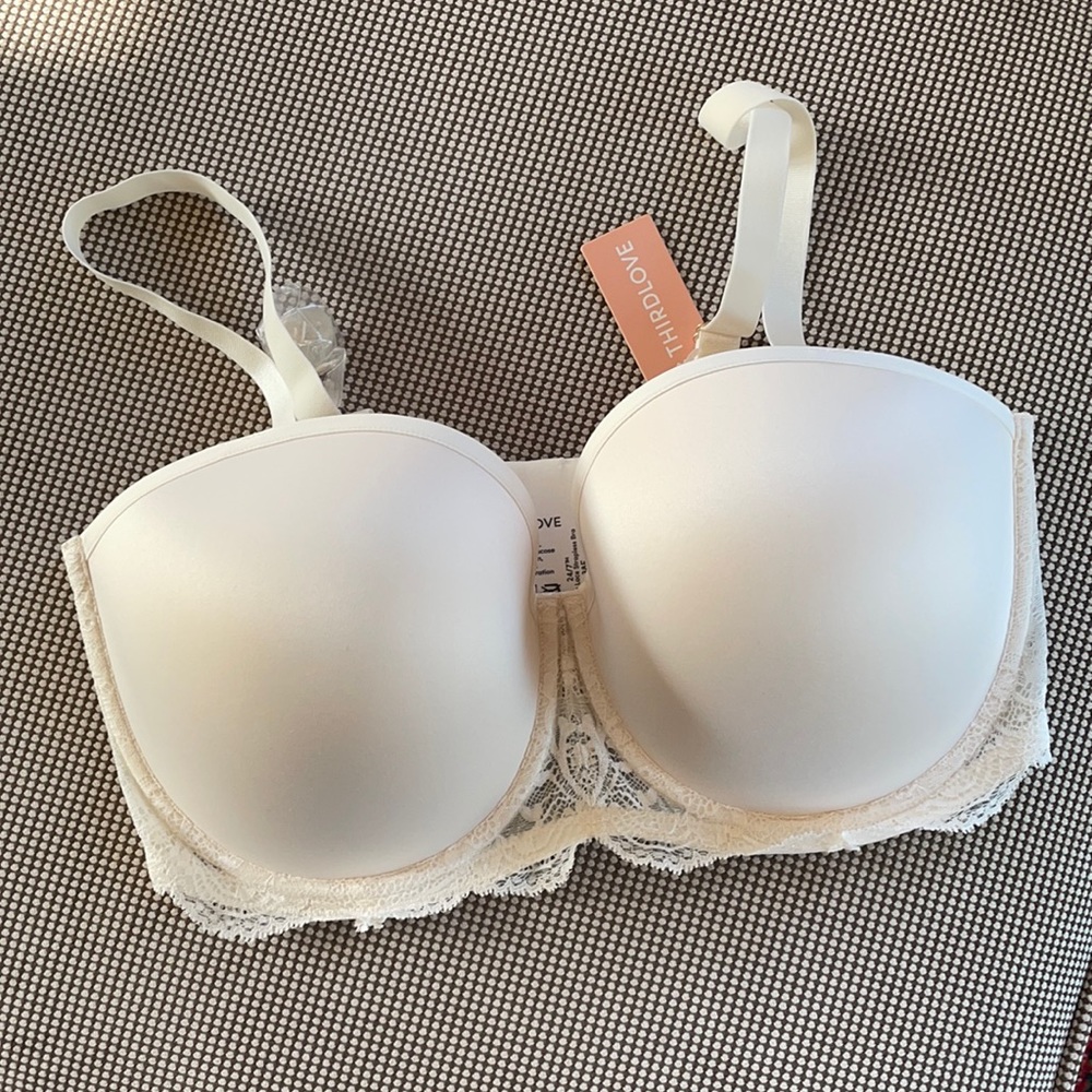 THIRDLOVE NEW Classic Lace Strapless Bra 38F